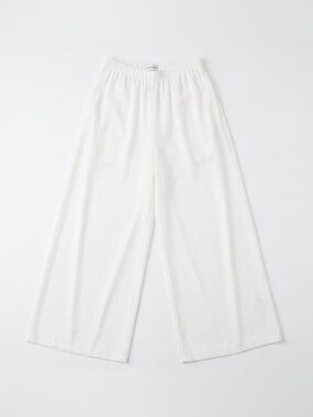 YaYa & Co. White Textured Wide Leg Palazzo Pants High Waisted Pants Women’s L